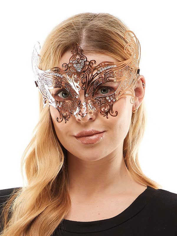 KBW Global Corp. - Wholesale Verkleedkleren - Dames - Roségouden filigraan maskerademasker0