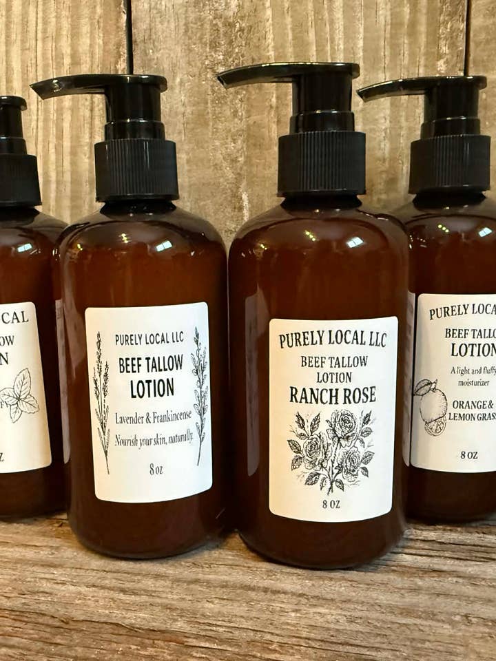 Lotion de suif avec pompe 8 oz. pour la vente par Purely Local LLC.