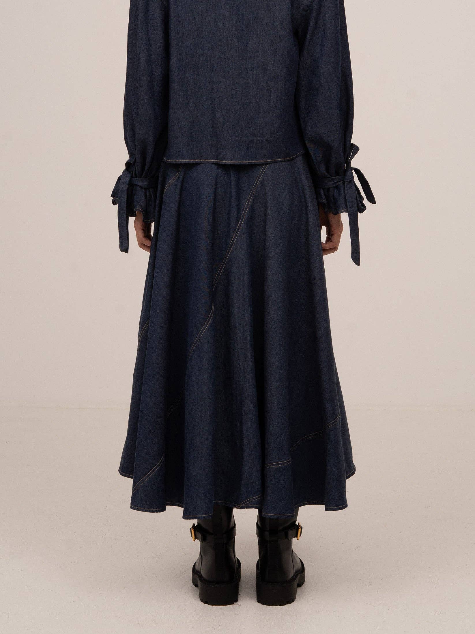 CARMEN SAYS - Wholesale Skirt - Women's - Falda midi azul de paso elevado de mezclilla3