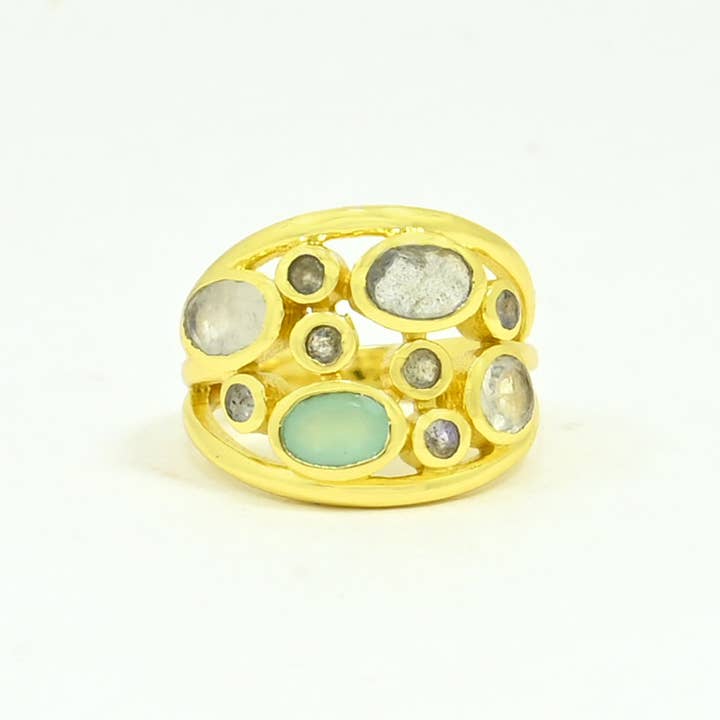 Tamsin Ring - Labradorit, Chalcedon, Mondstein (3 Stücke) für den Großhandel von Schmuckoo Berlin