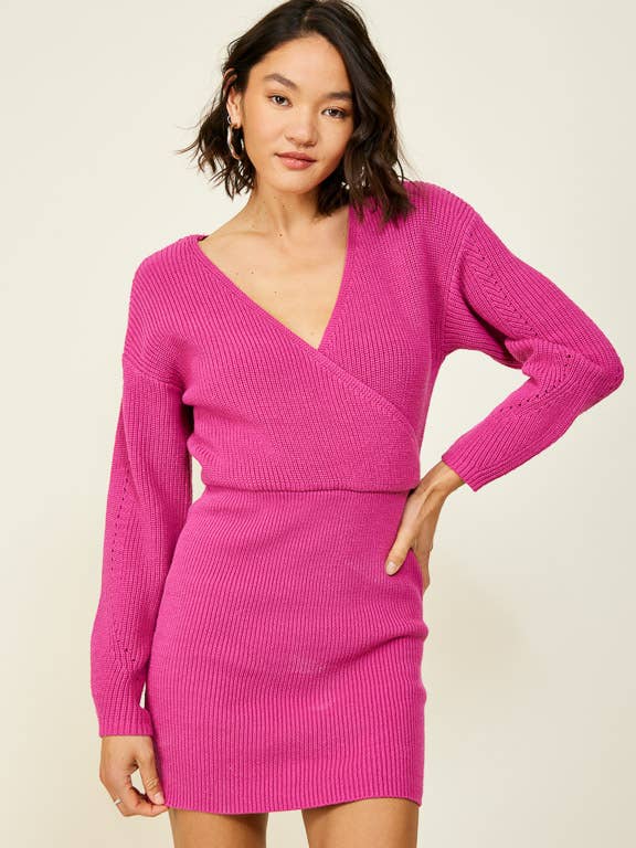 Magenta Fawna Sweater Dress for wholesale on Faire
