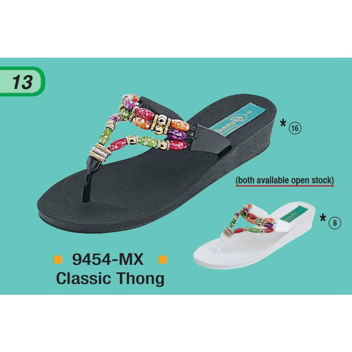 Perizoma classico, 6-11, BK/WT per la vendita all'ingrosso da parte di Grandco Sandals