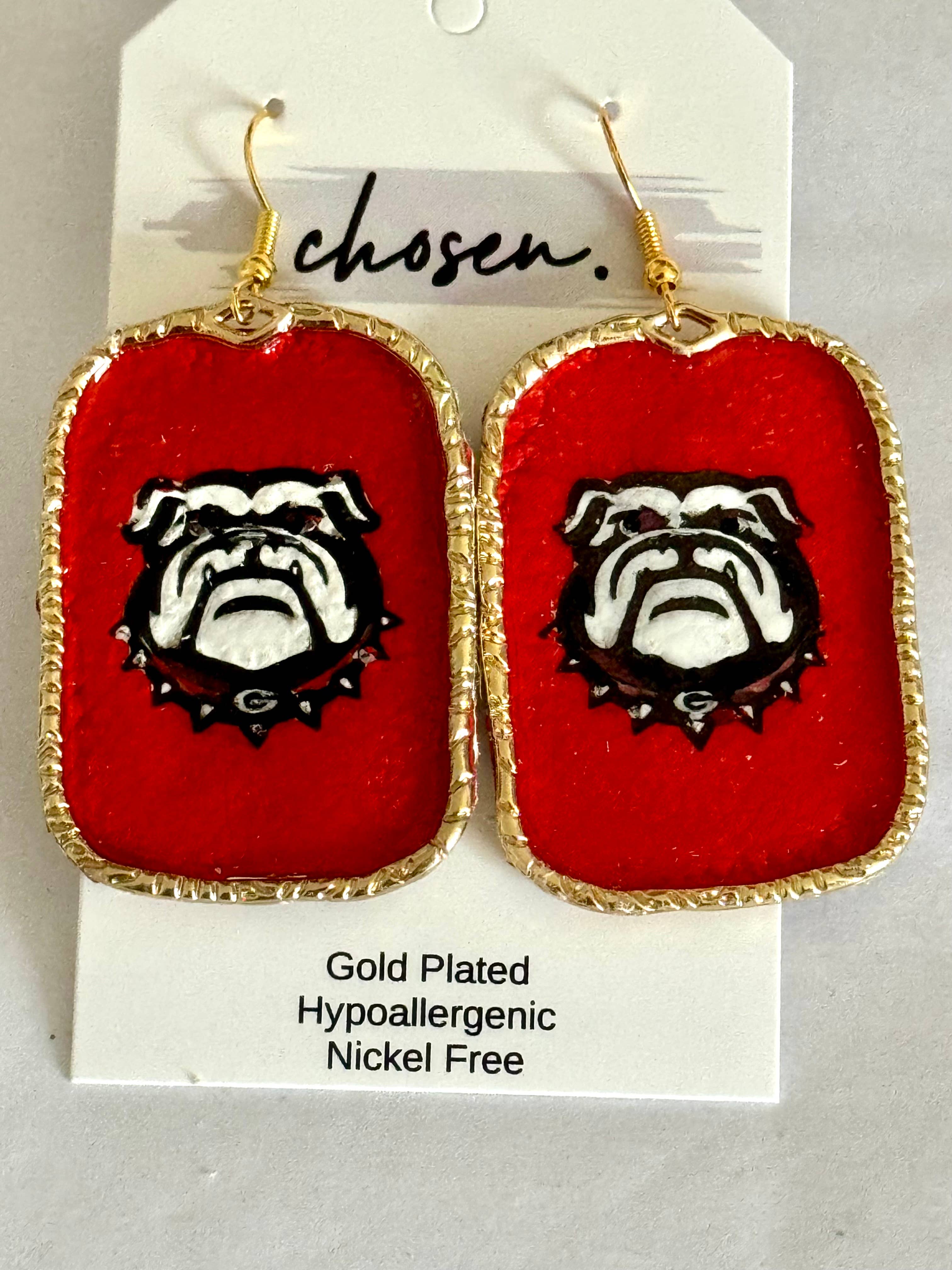 Chosen - Vendita all'ingrosso Orecchini pendenti - Orecchini in pelle dipinti a mano con bulldog4