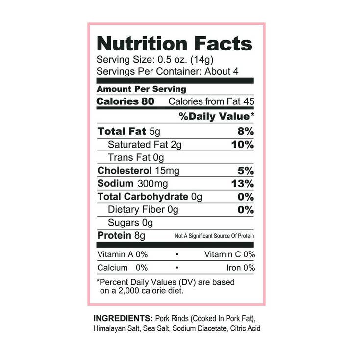 Pork King Good - Wholesale Puffed Snack - Pork King Good Pink Salt & Vinegar Pork Rinds 1.75 oz