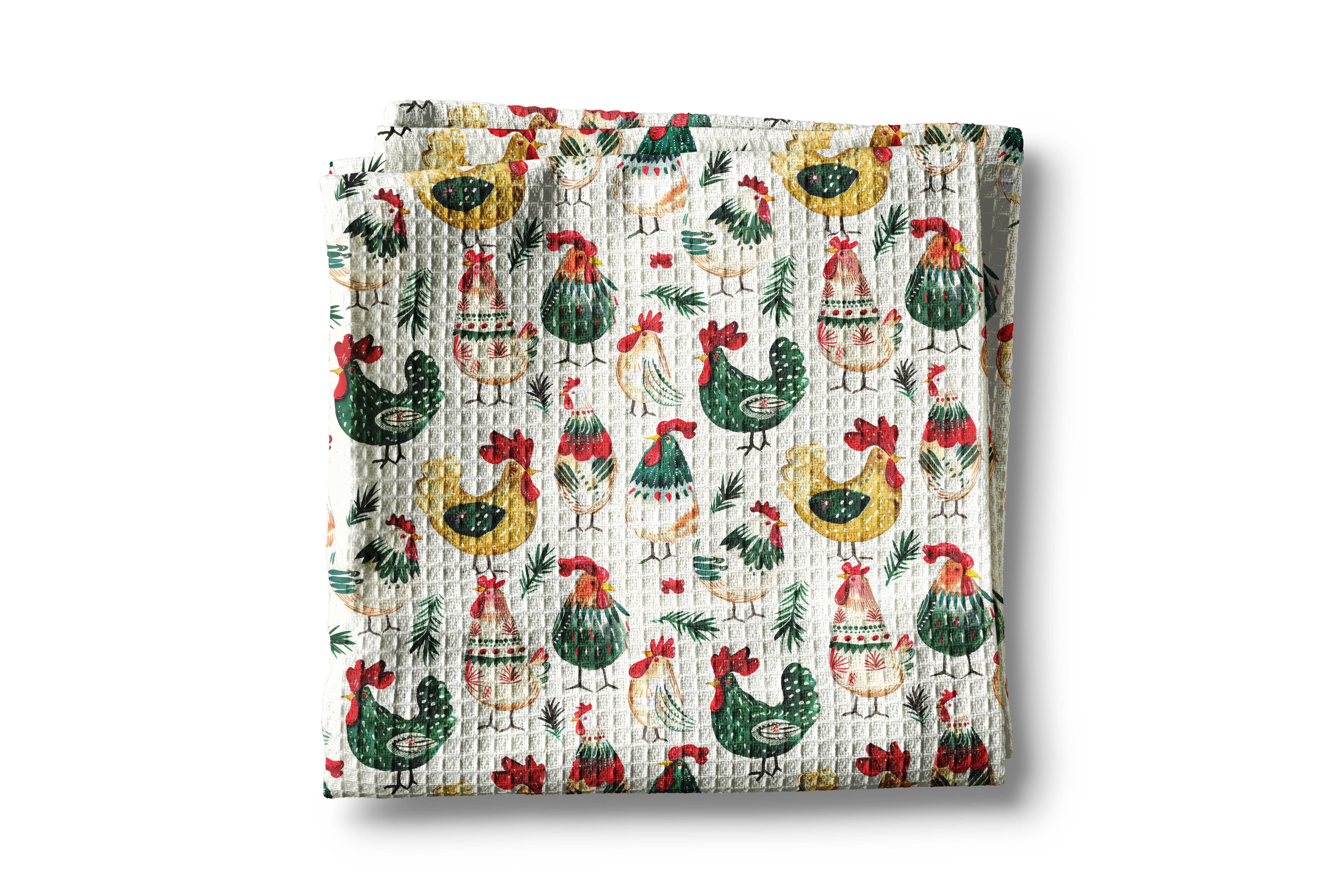 Canary Road - Wholesale Tea Towel - Christmas Chicken Collage Farmhouse Homestead Kitchen Towel0