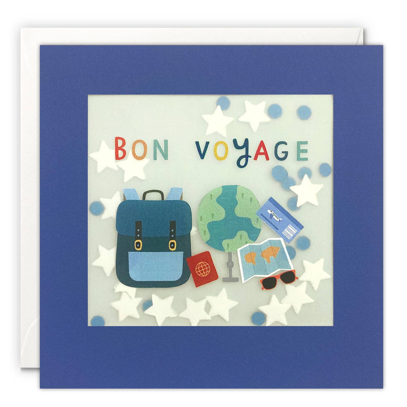 James Ellis – wholesale Goodbye card – Backpack Confetti Bon Voyage Card - Paper Shakies0