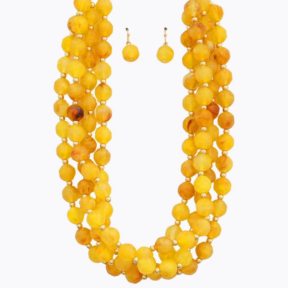 anbfashion - Wholesale Jewelry Set - MULTI STRAND NATURAL GEMSTONE BEADED NECKLACE SET N142486