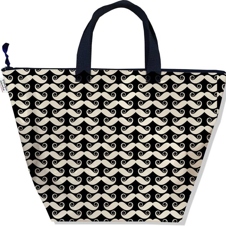 Sac à main zippé Moustaches crème noir pour la vente par BISTRAKOO