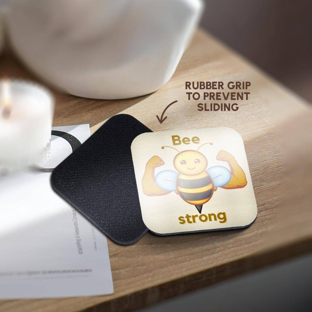3dRose - Wholesale Coasters - 3dRose, Cute Image of Bee with Text of Bee Strong, Coaster10