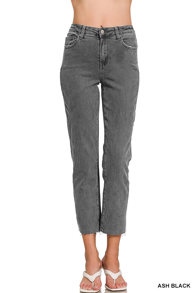 42POPS – wholesale Jeans - Dam – SI-26532 Syra Tvättade Högmidjade Croppade Raka Byxor17