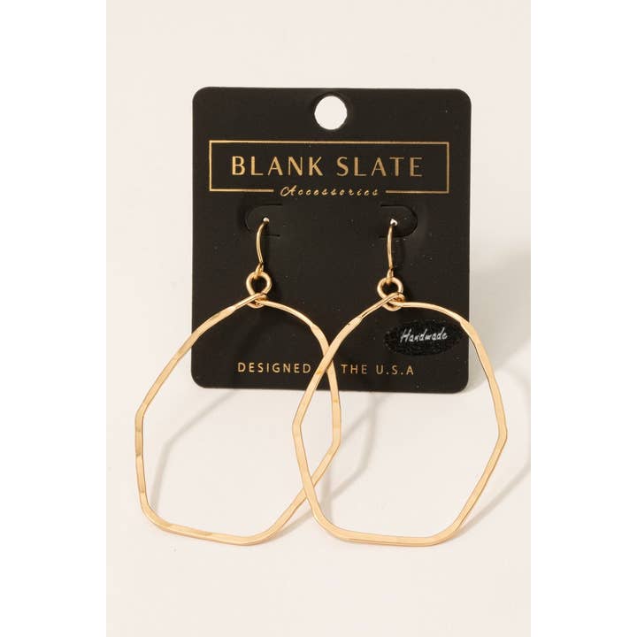 Fame Accessories - Wholesale Dangle Earrings - Handmade Hexagon Cutout Drop Earrings