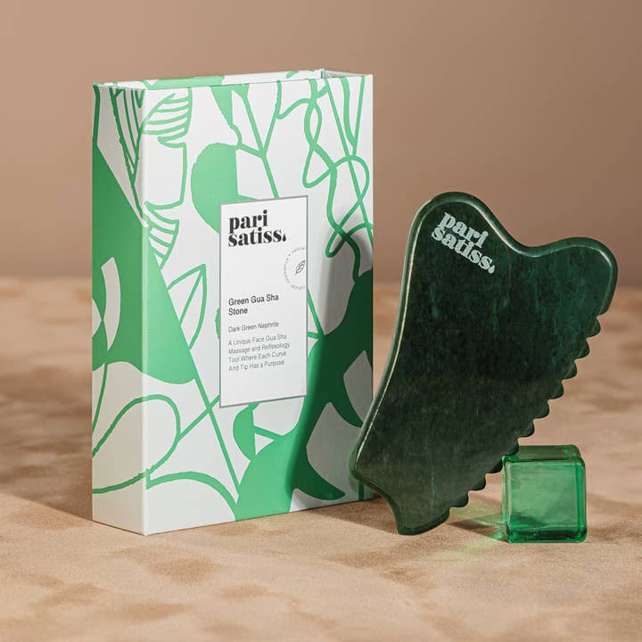 Dark Green Nephrite Gua Sha Stone by Pari Satiss for wholesale by Pari Satiss