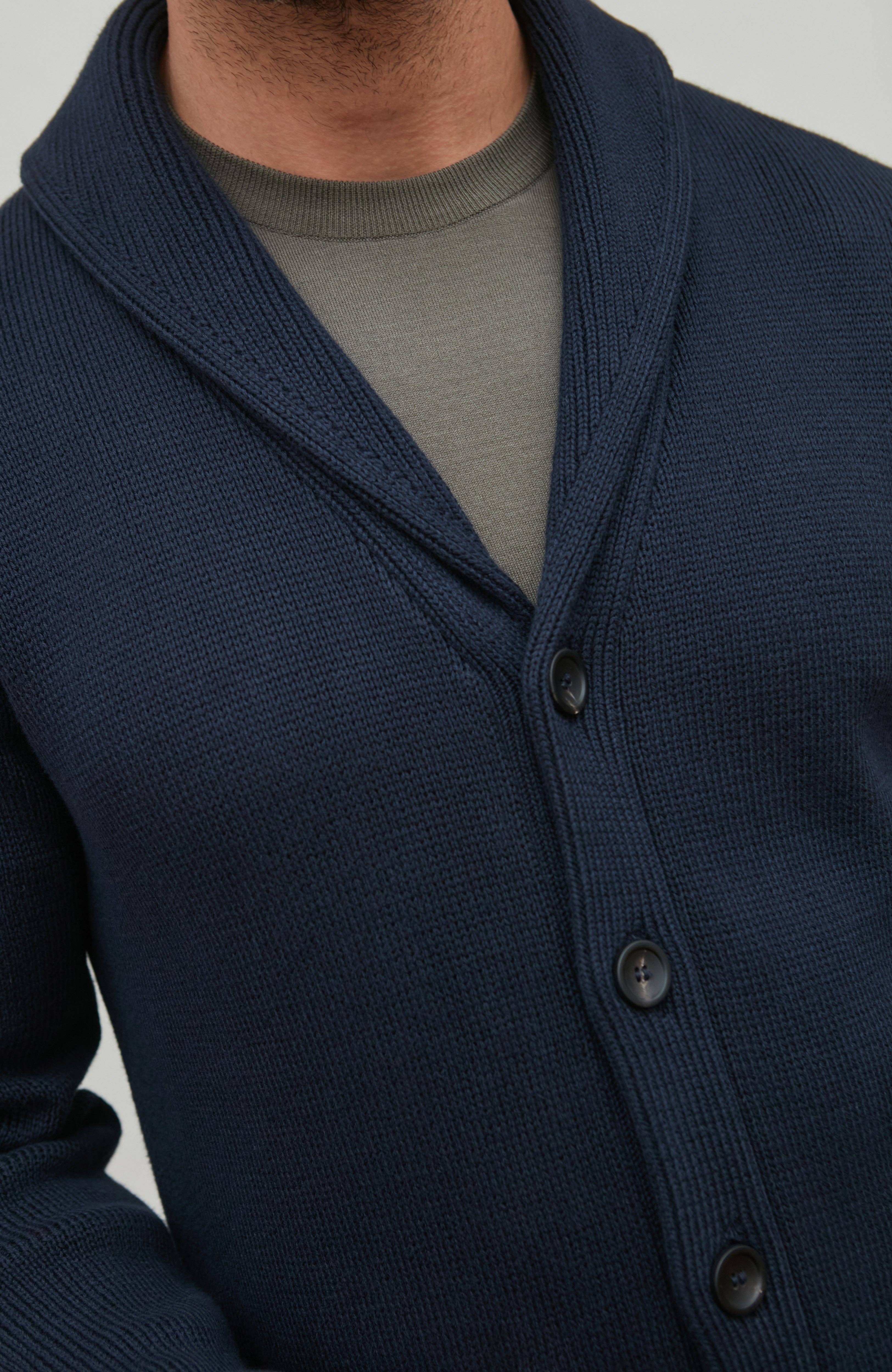 Paul James Knitwear – wholesale Kofta - Herr – Mens Midweight 100% Bomull Sjal Krage Cardigan6