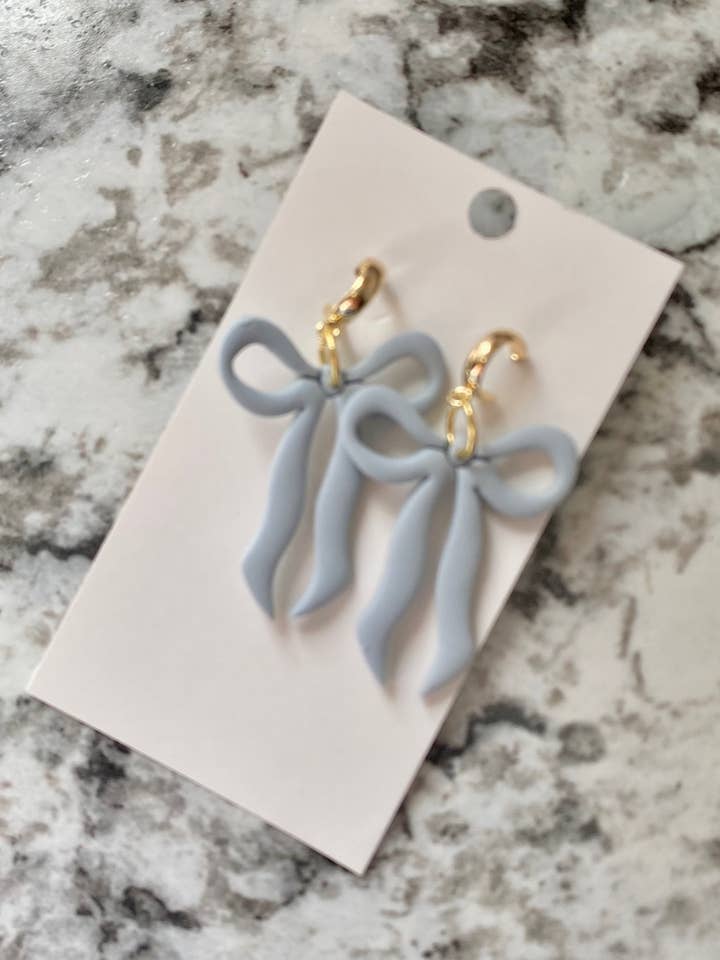dainty bow dangle earrings for wholesale by Terra Made