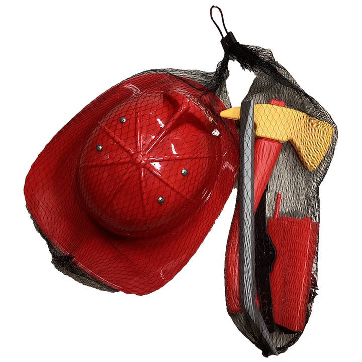 Texas Toy Distribution – wholesale Toy set – Kids – Fire Helmet Set in Net Bag, Firefighter Accessories Included
