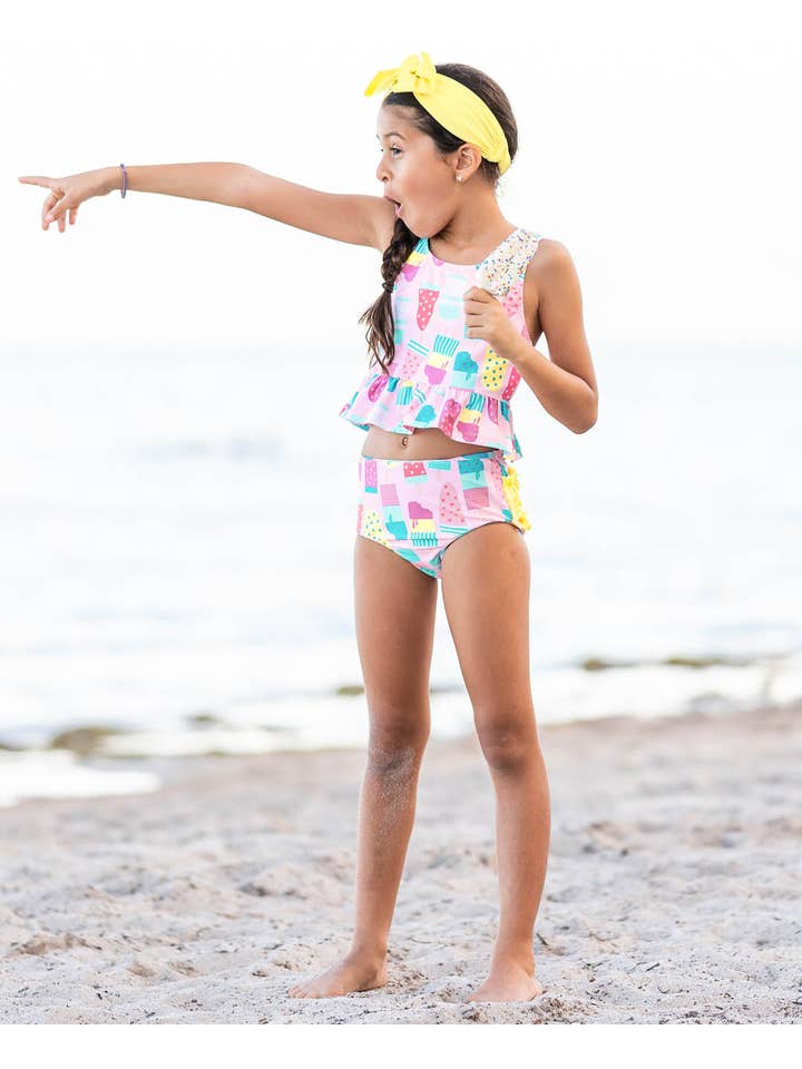 RuffleButts + RuggedButts - Vente Bikini – enfant - Maillot de bain tankini à basque 2 pièces pour filles avec volants arrière signature5
