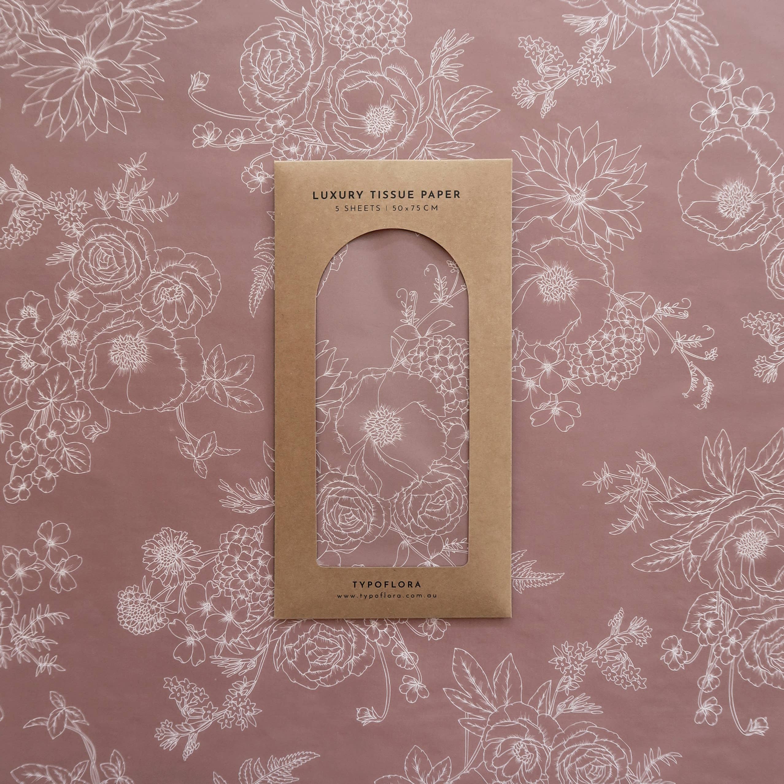 Typoflora - Wholesale Tissue paper - Tissue Paper - Peony in Dusty Mauve3