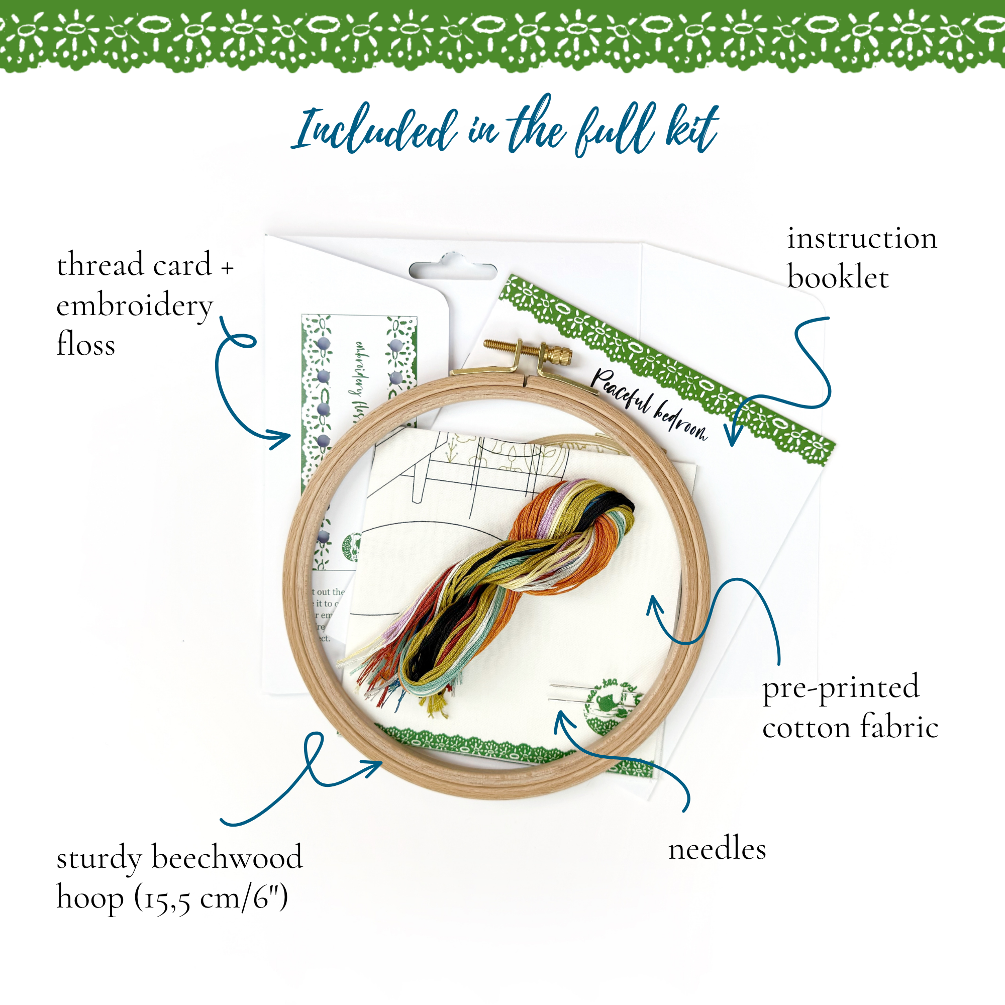 Cream Tea and Lace – Material para bordar/ponto de cruz por atacado – Kit de bordado quarto tranquilo, arte moderna para bastidor11