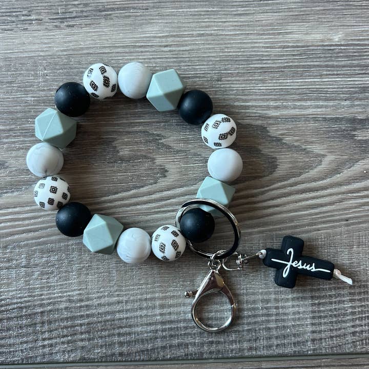 JILLIAN INK LLC - Wholesale Keychain Bracelet - Faith Jesus Cross Wristlet Keychain