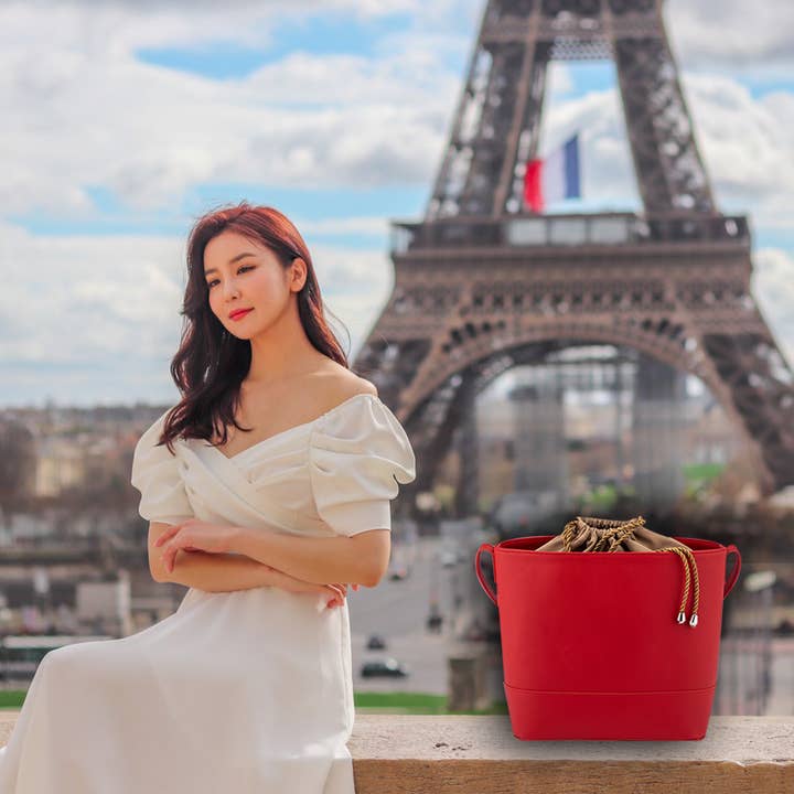 Elyousah Paris ,société SAROU – Großhandel Henkeltasche – Damen – LYS Bucket Bag aus vollnarbigem Rindsleder (rot)2