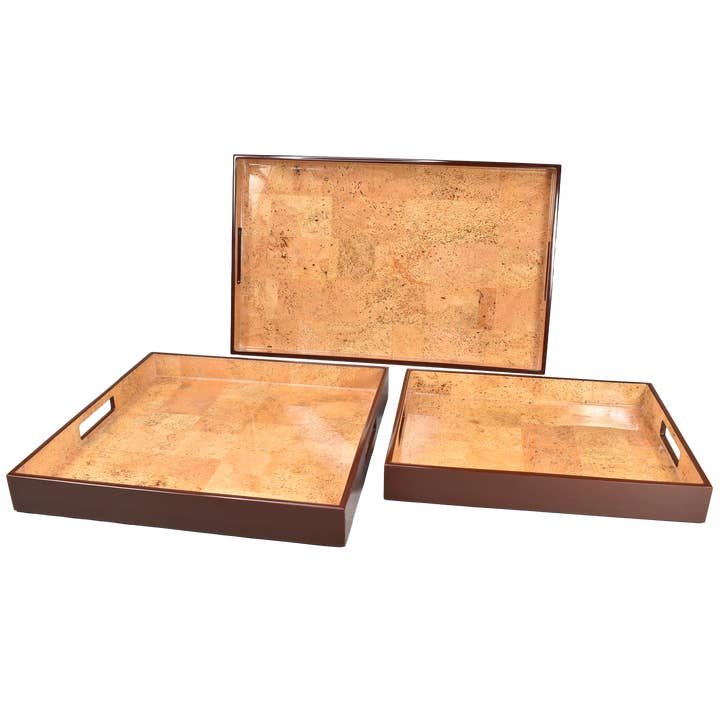 Plateau de petit-déjeuner en liège avec marron café pour la vente par Pacific Connections