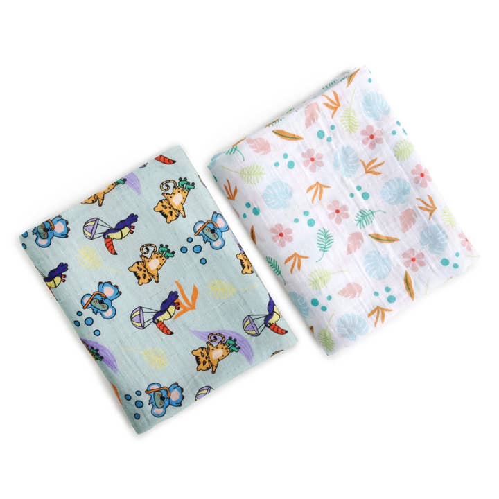 Biggbrands - Wholesale Changing Mat/Pad - Baby - Milk&Moo Muslin Cloth 2-Piece Set Jungle Friends1