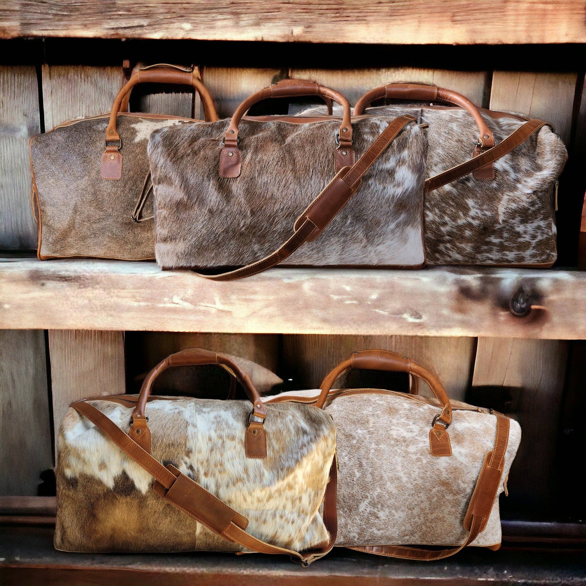 Ranch Junkie - Wholesale Weekender Bag - Unisex - Genuine Cowhide Duffel Bag The Highlands Saddle Large Cowhide Duffel15