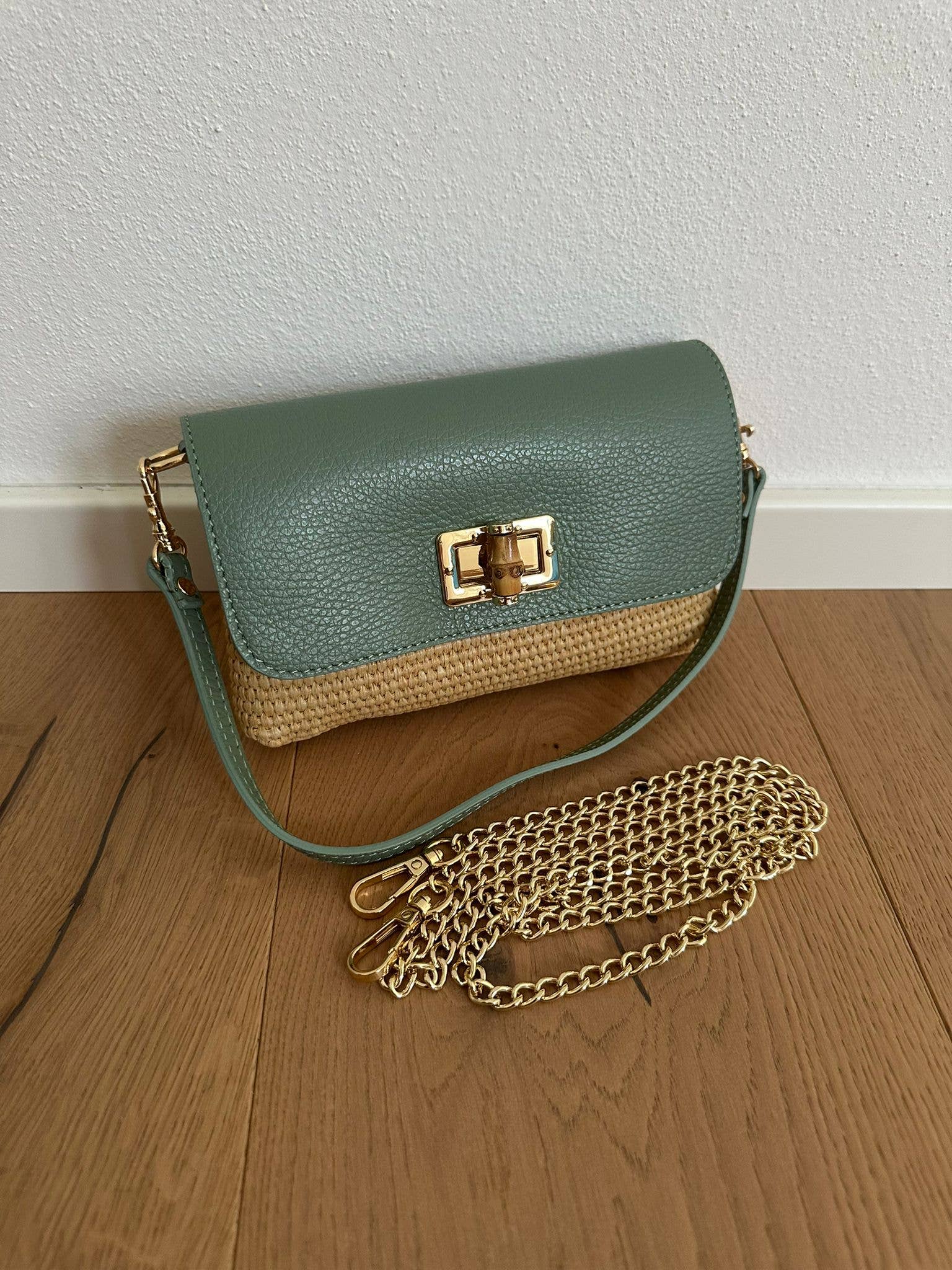 Zhade - Vente Accessoire de sac/sac à main – unisexe - VICKY - Sac en raphia et cuir3