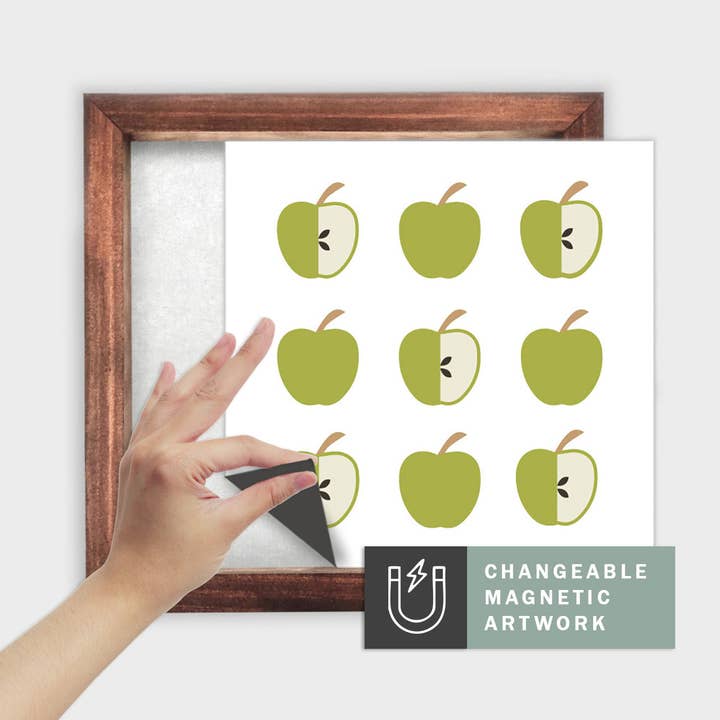 Inserto Decorativo Magnético de Temporada para Letrero Intercambiable (Mediano): Cuadrícula de Manzanas Verde | Otoño | Letrero Magnético en Blanco se Vende por Separado para venta al por mayor de Simpler Seasons Decor