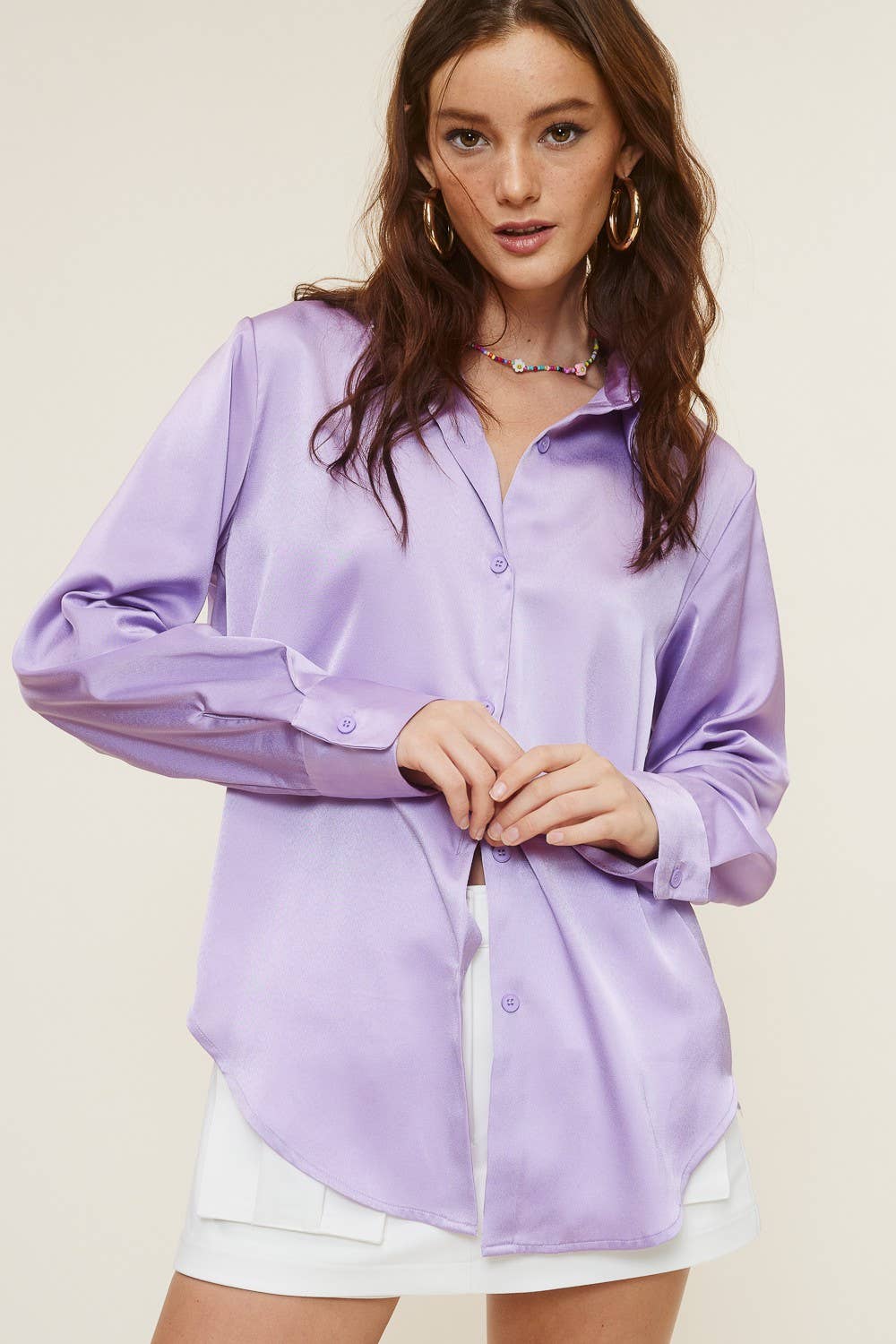 Mimosa - Vente Chemisier – femme - Blouse en satin soyeux à boutons20