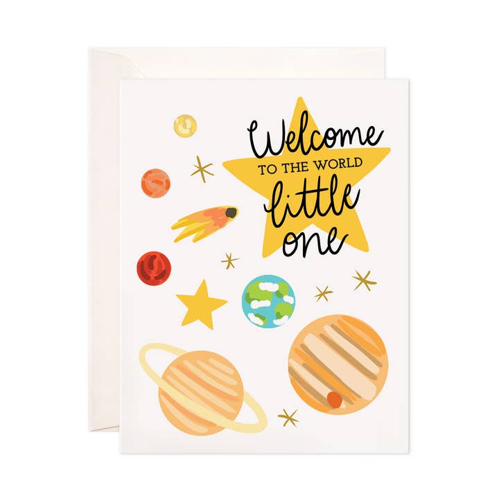 Tarjeta de felicitación Little World, tarjeta para bebé nuevo para venta al por mayor de Bloomwolf Studio
