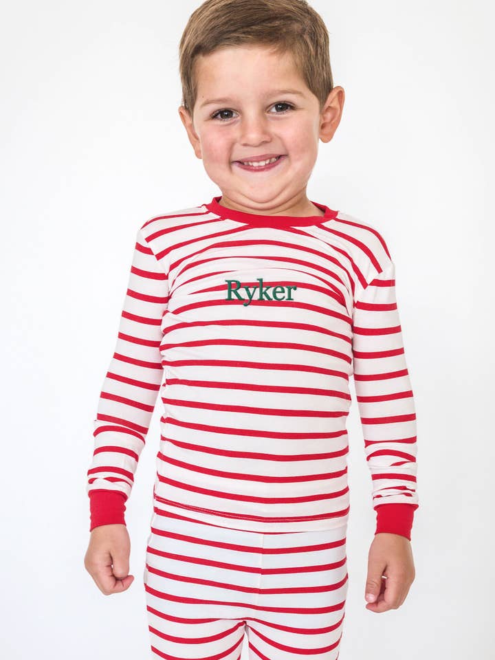 SoftSnooze™ Boys Cotton Modal Red & White Stripe Long Sleeve Pajama Set
for wholesale on Faire5