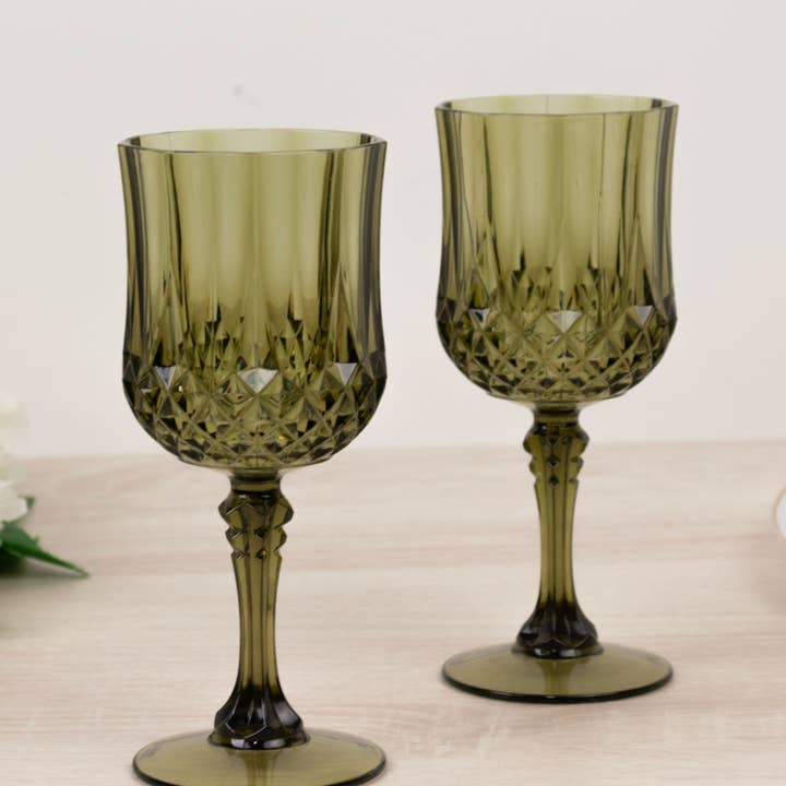 Elan Bazaar - Wholesale Disposable Cup - 36 Sage Green Vintage Style Heavy Duty Plastic Goblets 2