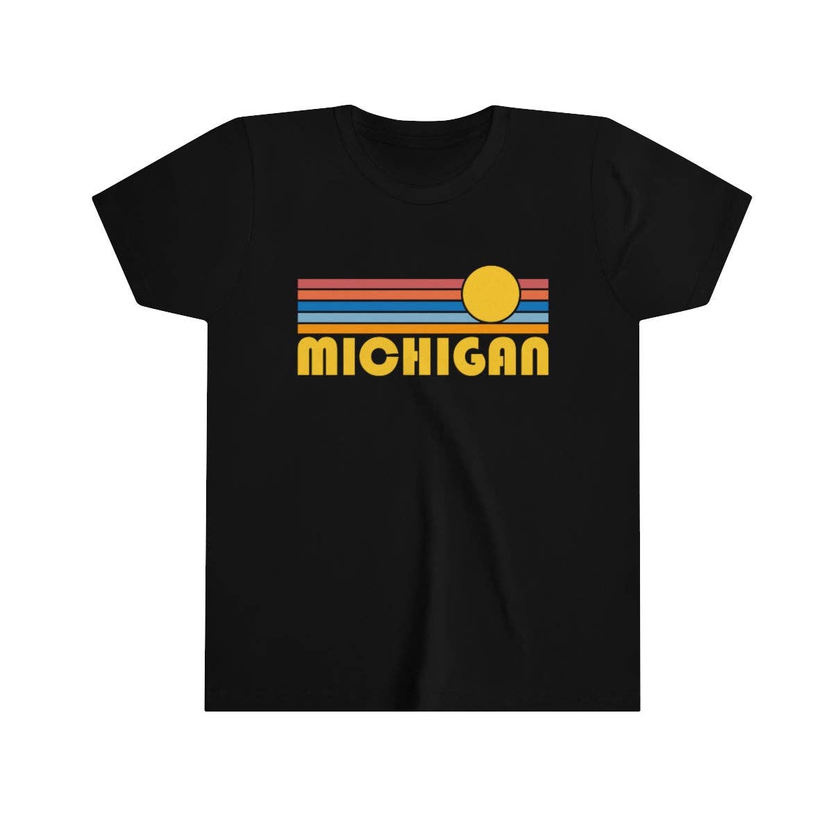 Hey Mountains - Wholesale Screen Printed T-Shirt - Kids - Michigan Youth T-Shirt - Retro Sun Michigan Kid's TShirt2