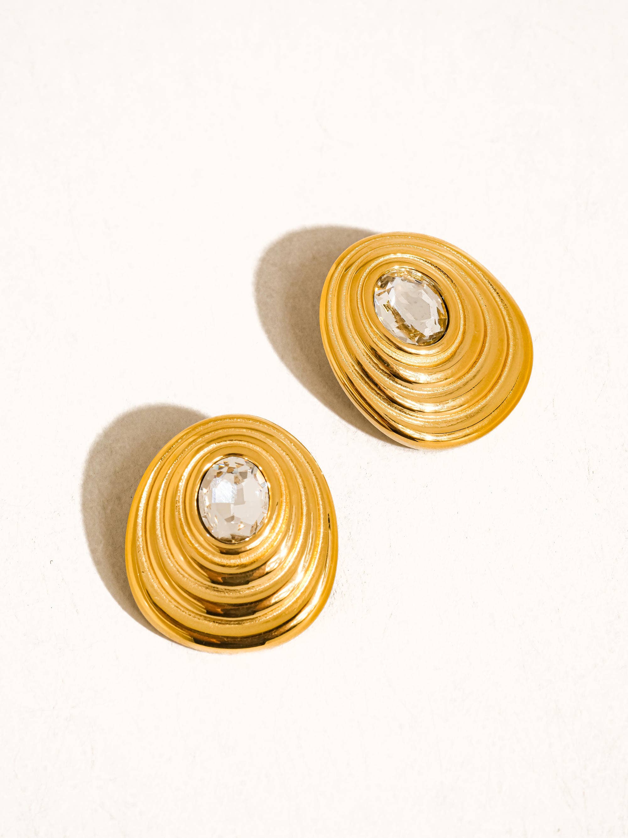 Dorée 18K Gold Non-Tarnish Oval CZ Stud for wholesale on Faire2