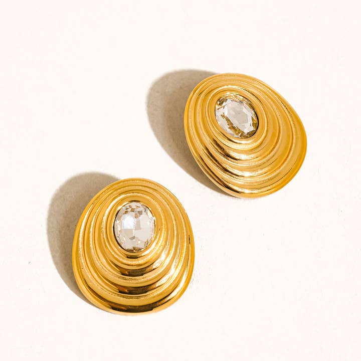 Dorée 18K Gold Non-Tarnish Oval CZ Stud for wholesale on Faire2