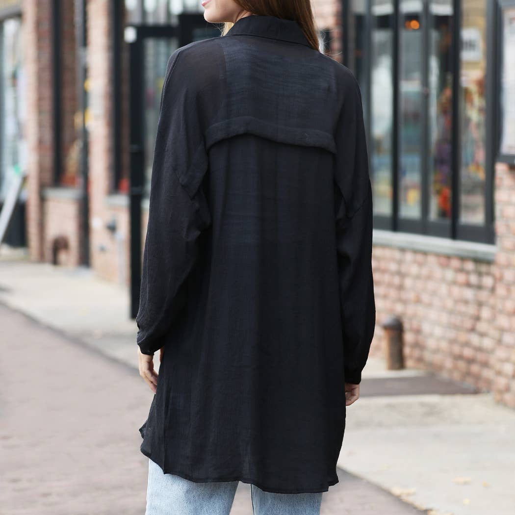 Fashion City - Wholesale Strandvestje/Strandjurk/Strandtuniek - Dames - Dames Blouse Met Knopen in Effen Kleur als Strandjurk33