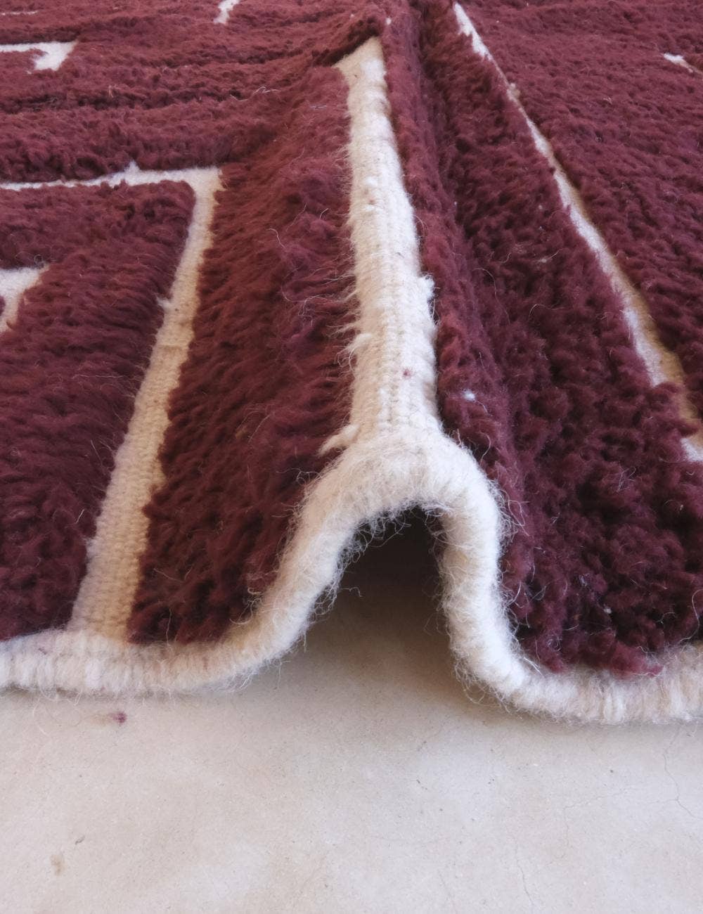 bazarifinagh - Wholesale Area Rug - Handmade Burgundy Textured Moroccan Wool Rug 7x9ft4