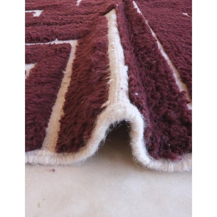 bazarifinagh - Wholesale Area Rug - Handmade Burgundy Textured Moroccan Wool Rug 7x9ft4