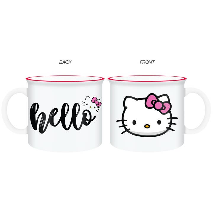 Silver Buffalo - Wholesale Coffee Mug - Hello Kitty Hello Wax Resist 20oz Ceramic Camper Mug