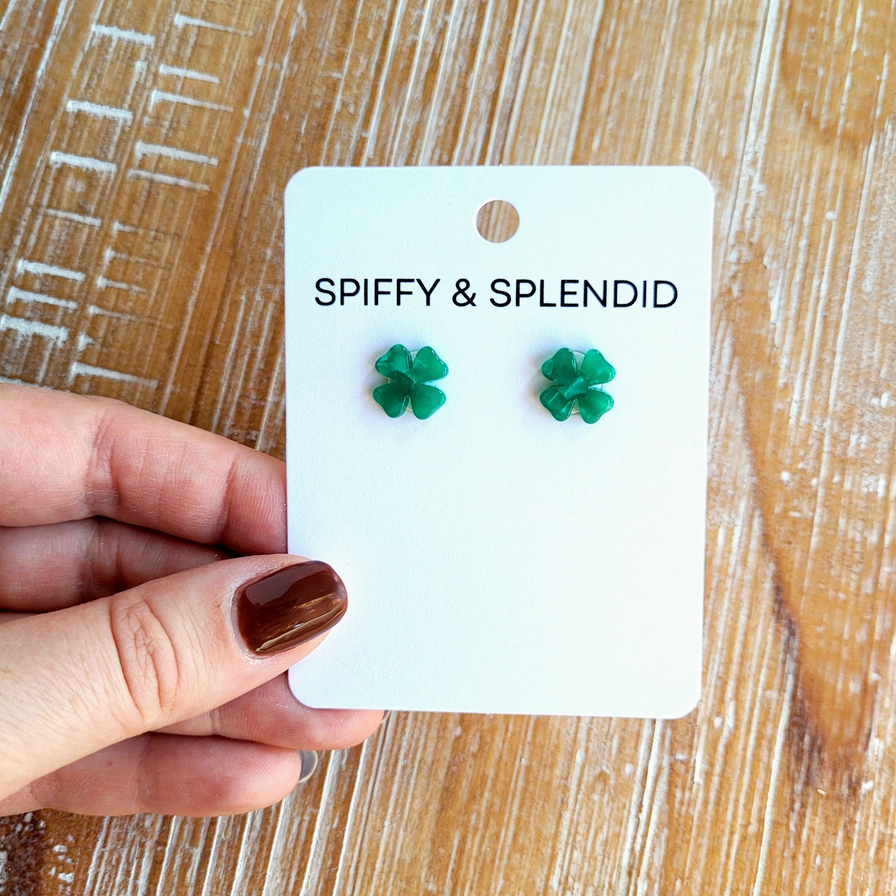 Spiffy & Splendid – wholesale Solitärörhängen – Clover Studs - Shamrock Green // St Patricks, Smycken10