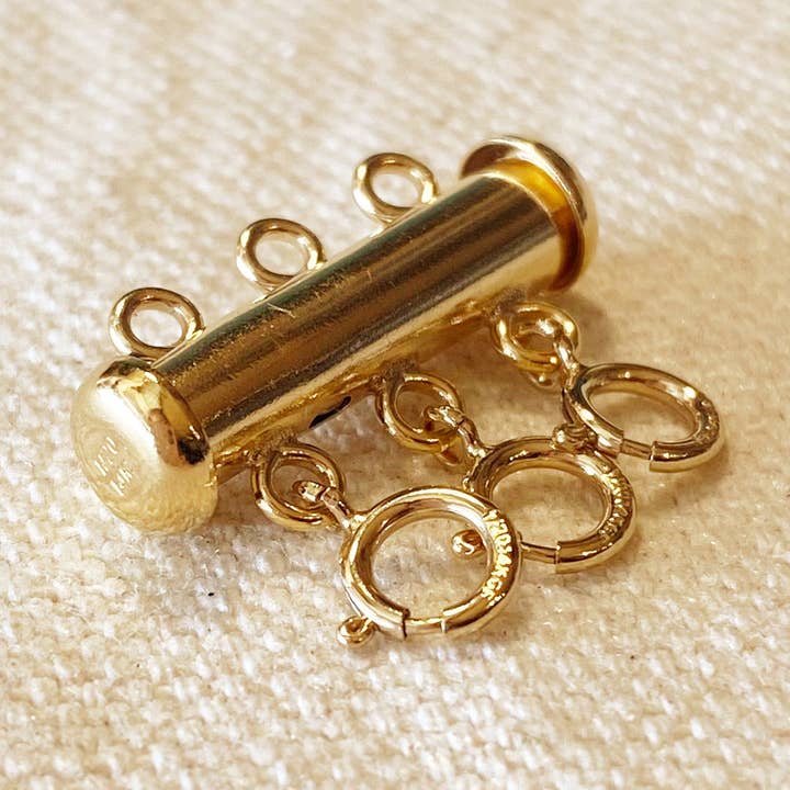 3-reihiger, mit 14-karätigem Gold gefüllter, mehrlagiger Halskettenverschluss für den Großhandel von GoldFi