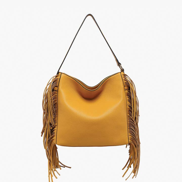 Jen & Co. - Wholesale Satchel - Women's - M2529 Eva Side Fringe Satchel w/ Decorative Closure