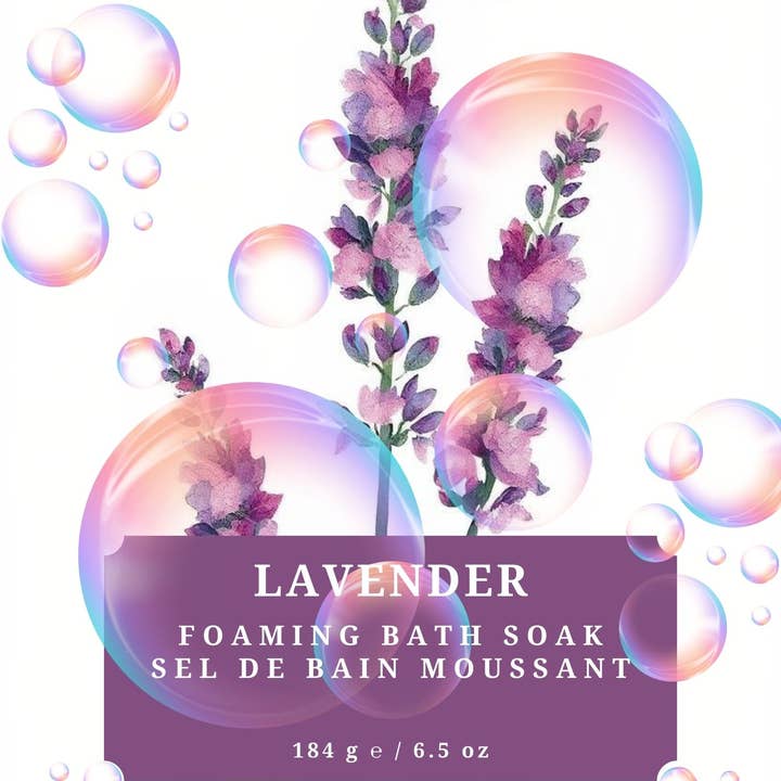 Lavender Foaming Bath Soak Sachet | Fizzy Bath Salts for wholesale by Blooming Wild Botanicals