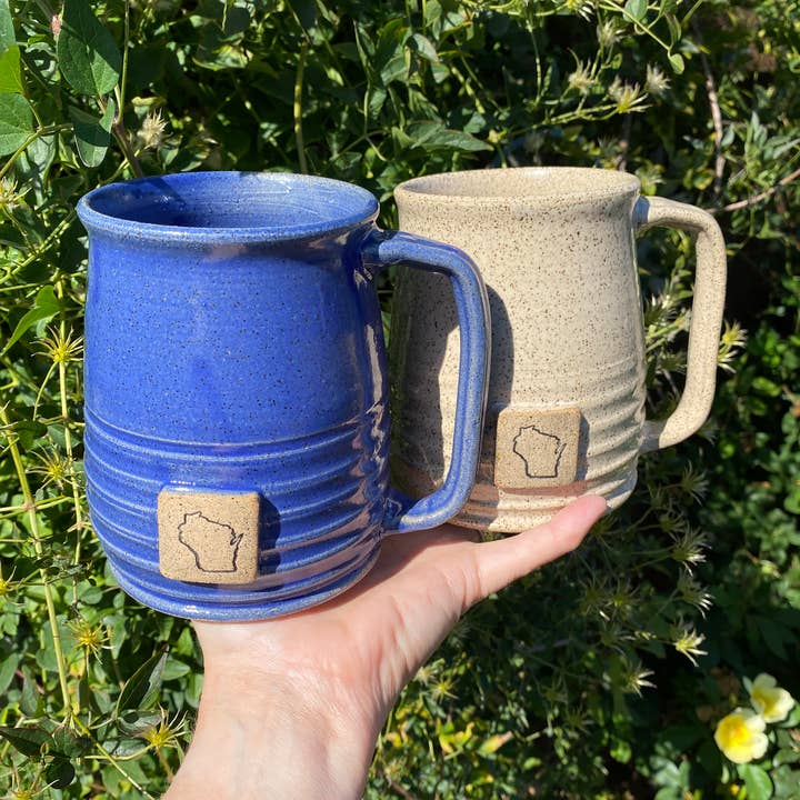 Wisconsin State Mug for wholesale by Fatty Frog Pots Handmade Pottery