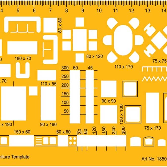 Liquidraw 1:100 Scale Architectural Scale Ruler Drawing Template Stencil Architect Technical Drafting Supplies, Architecture Furniture Design Symbols for House Interior Floor Plan for wholesale by Liquidraw