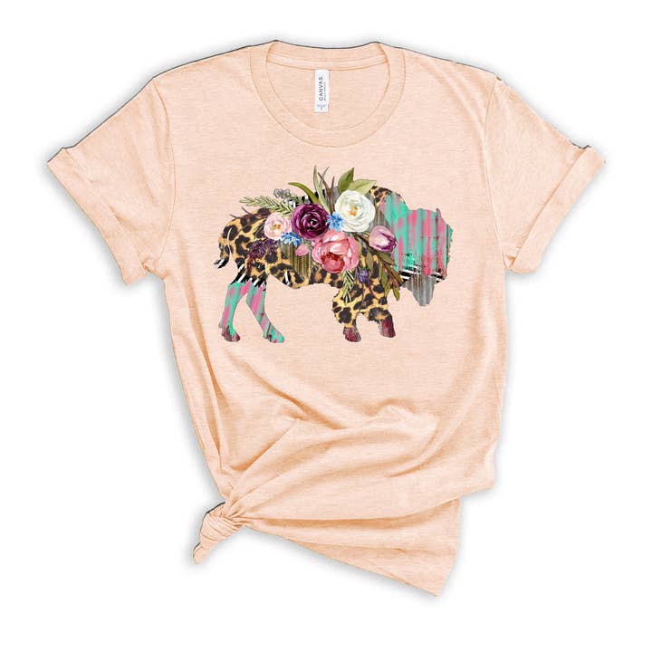 Patchy Bison Graphic T Shirt for wholesale by This Joyful Home