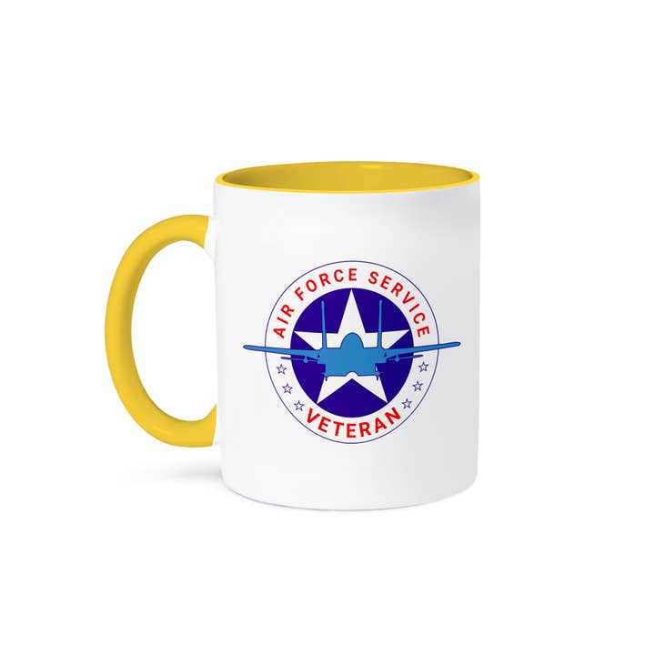 3dRose - Wholesale Coffee Mug - 3dRose, Air Force Service Veteran elegant badge, blue plane white star, Mug