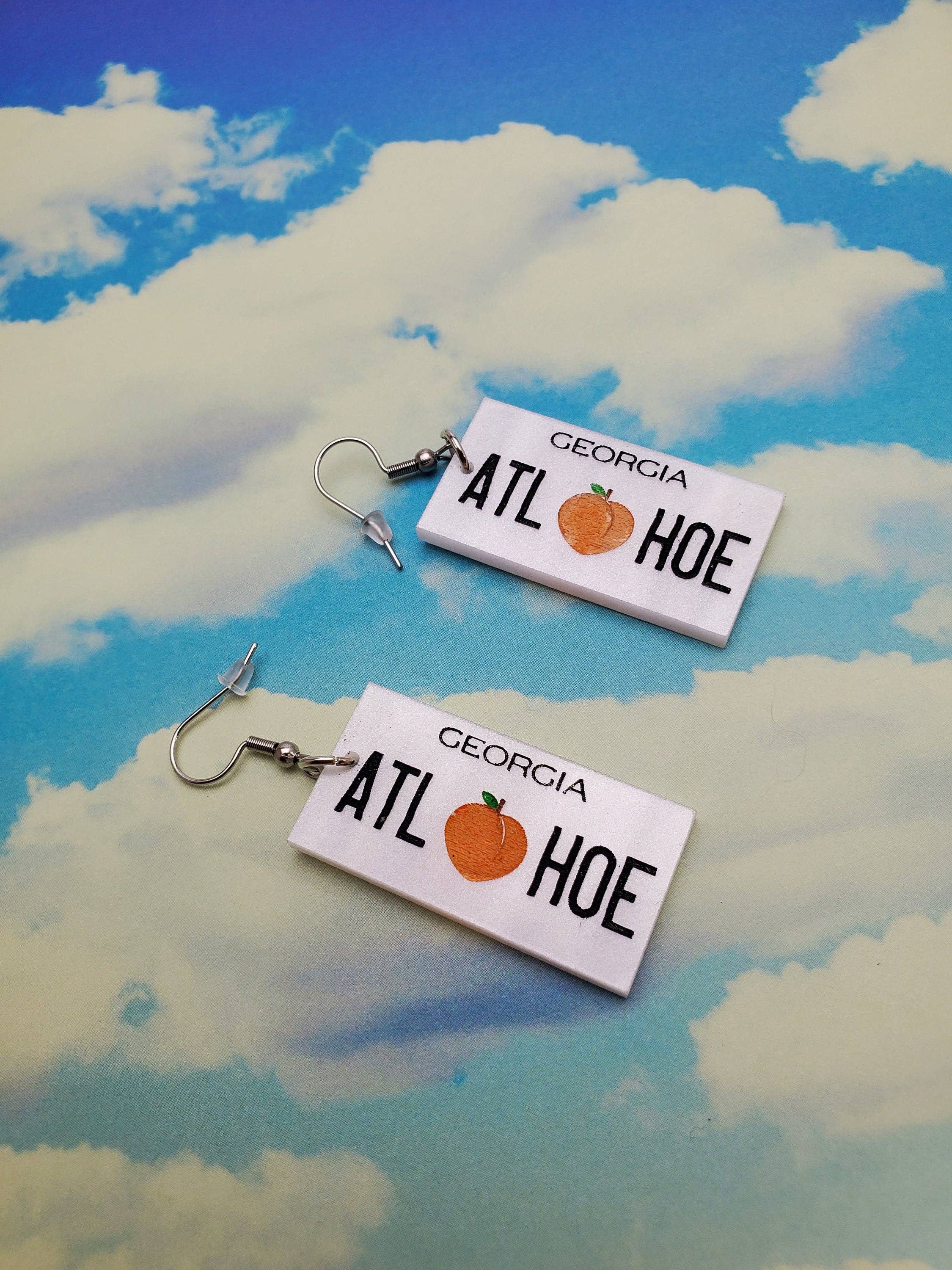 Quirky Bird - Vente Boucles d'oreilles pendantes - ATL HOE | Boucles d'oreilles plaque d'immatriculation de Géorgie | Personnalisables1