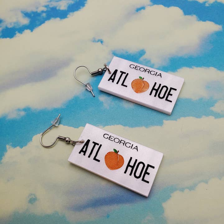 Quirky Bird - Vente Boucles d'oreilles pendantes - ATL HOE | Boucles d'oreilles plaque d'immatriculation de Géorgie | Personnalisables1